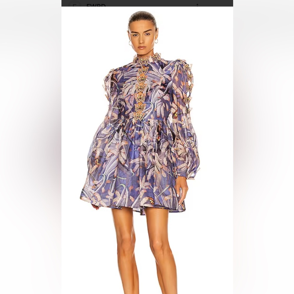 Zimmermann Wild Botanica Butterfly Mini A-Line Printed Dress.